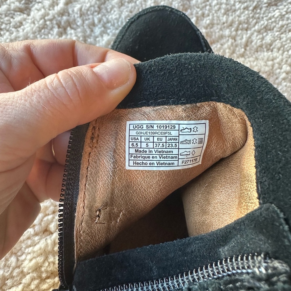 UGG Black Suede Lace-Up Boots - Picture 5 of 7